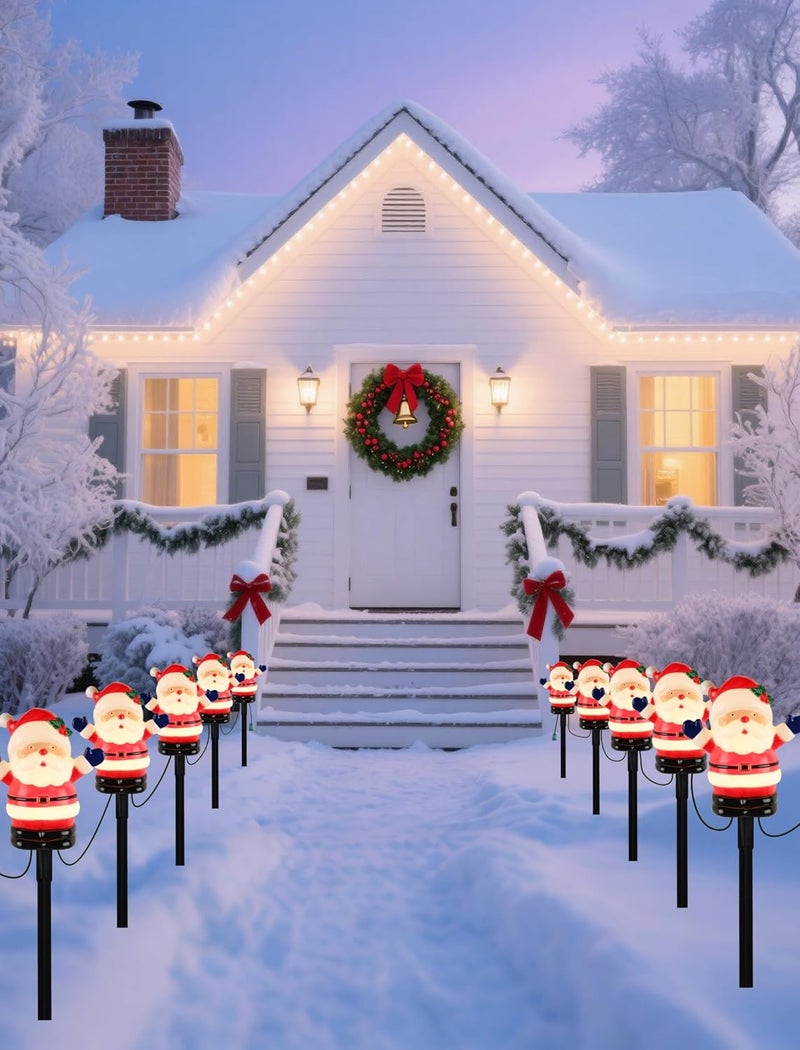 Adirxon Christmas Pathway Lights Outdoor (5 Pack), Bright Santa Claus Yard Stakes with C7 LED Bulbs, Heavy Duty Connectable Garden Stakes for Winter Holiday Lawn & Driveway Decorations (UL Listed) - Image 4